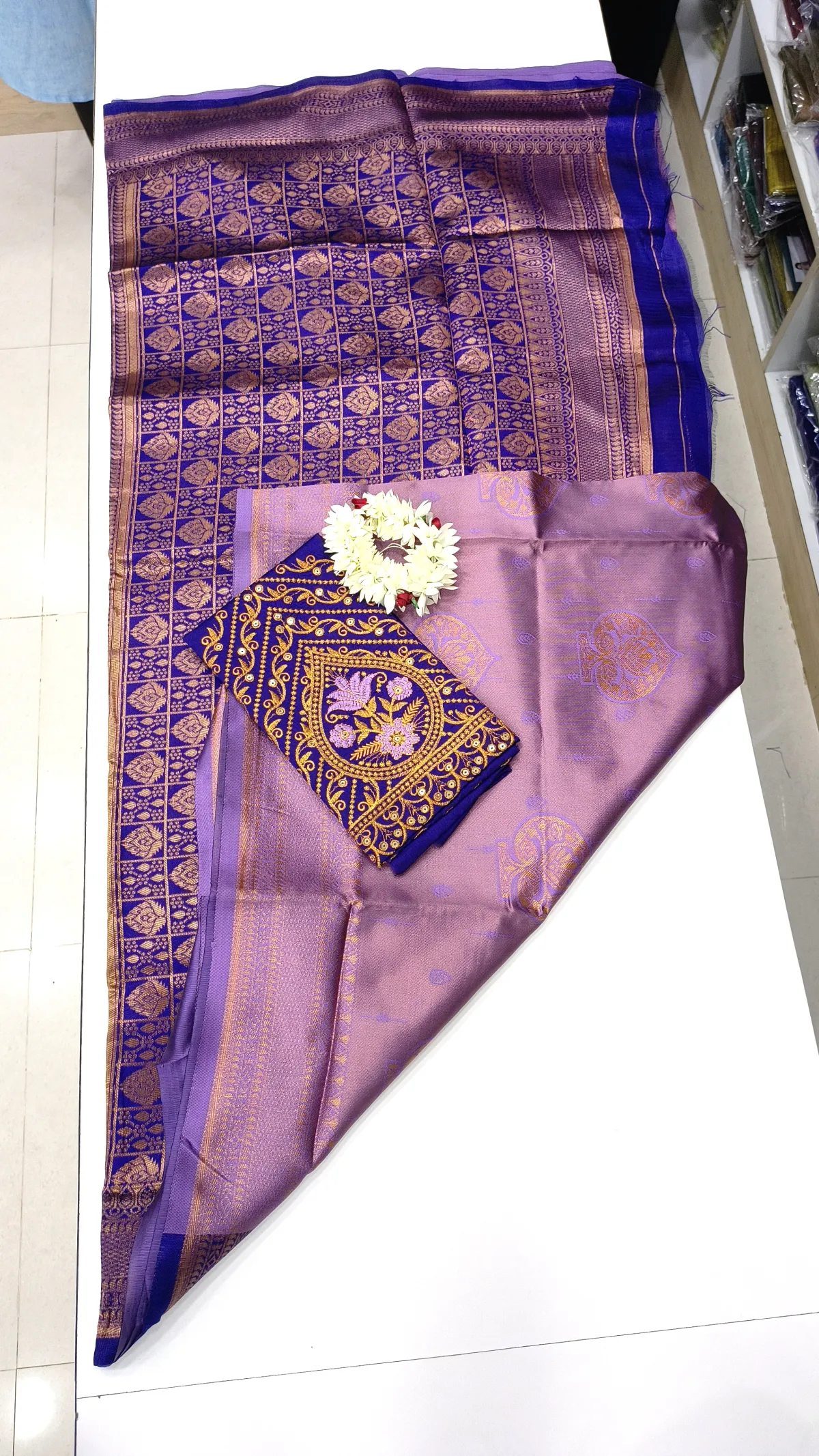 SILK COTTON SAREE WITH WORK BLOUSE-LI6239-22