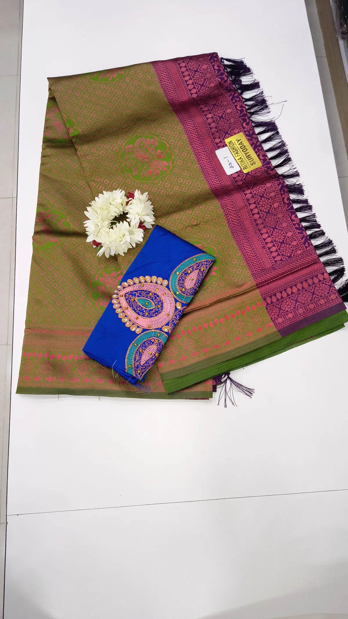 SILK COTTON SAREE WITH WORK BLOUSE-AY0162-23