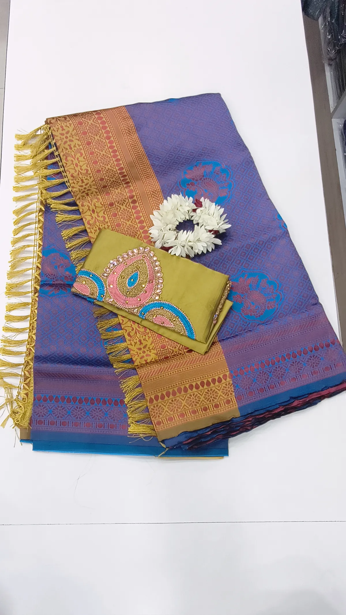 SILK COTTON SAREE WITH WORK BLOUSE-AY0162-23
