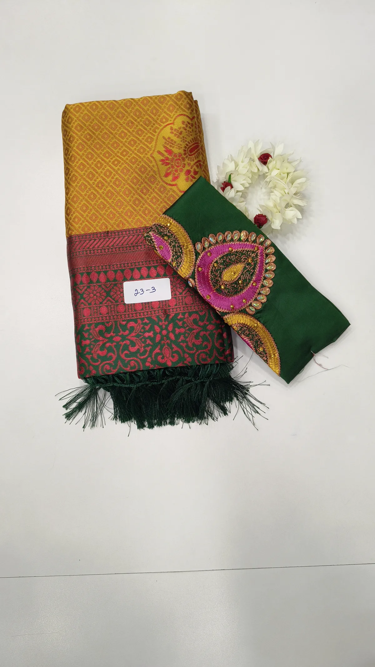 SILK COTTON SAREE WITH WORK BLOUSE-AY0162-23