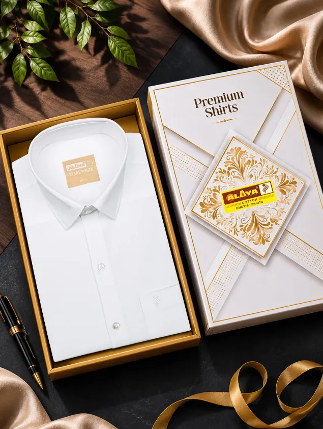 Pearl White 100% Cotton White Shirt-ALAYA