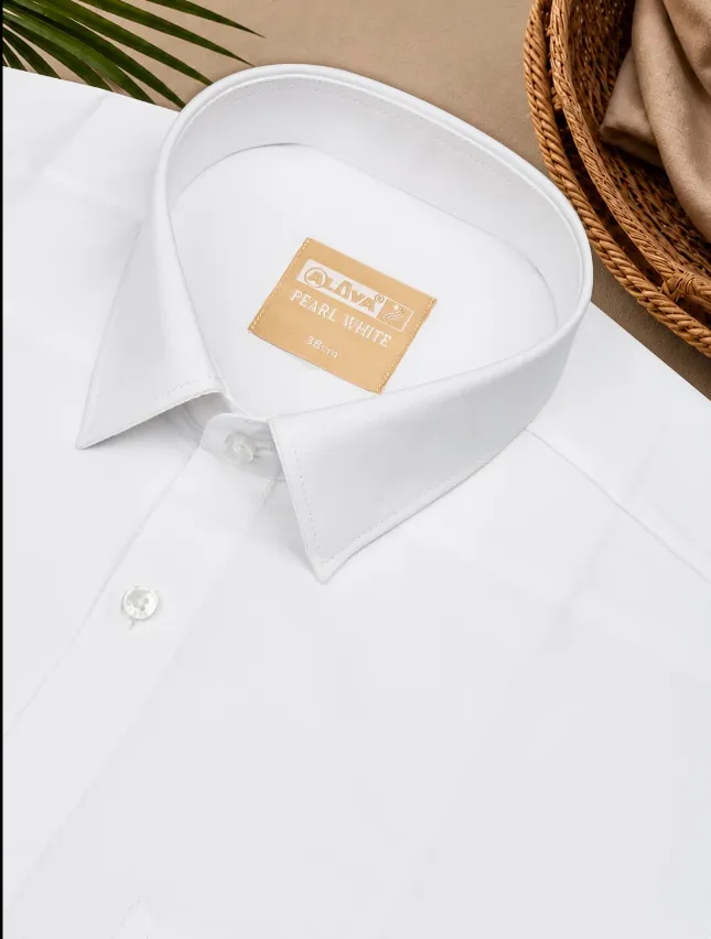 Pearl White 100% Cotton White Shirt-ALAYA